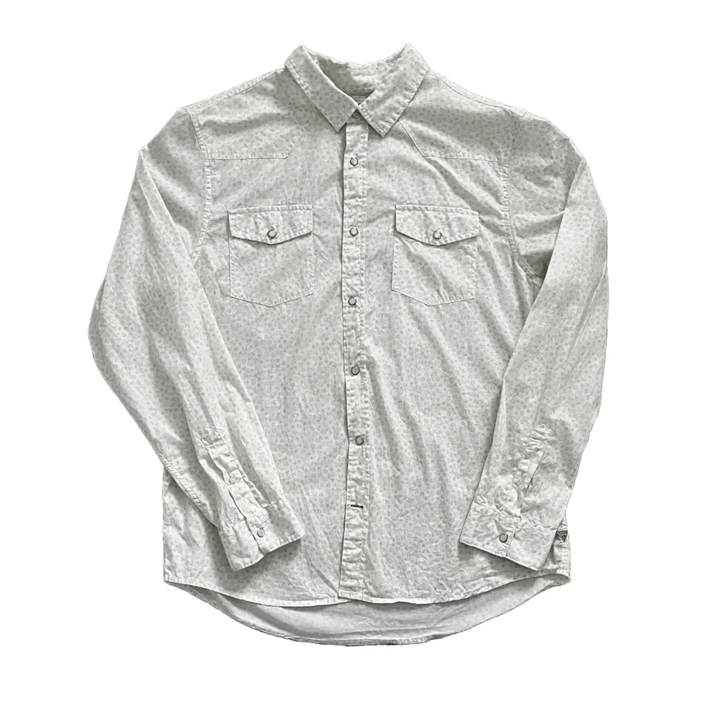 Vtg Guess Pearl Snap Long Sleeve Floral 100% Cotton Button Up Shirt Size XL - Picture 2 of 16